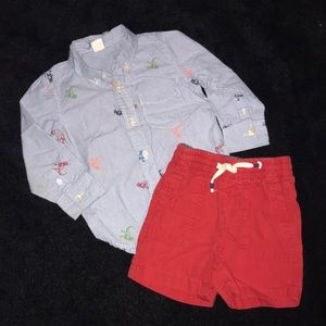 Baby Gap long sleeve shirt and short set